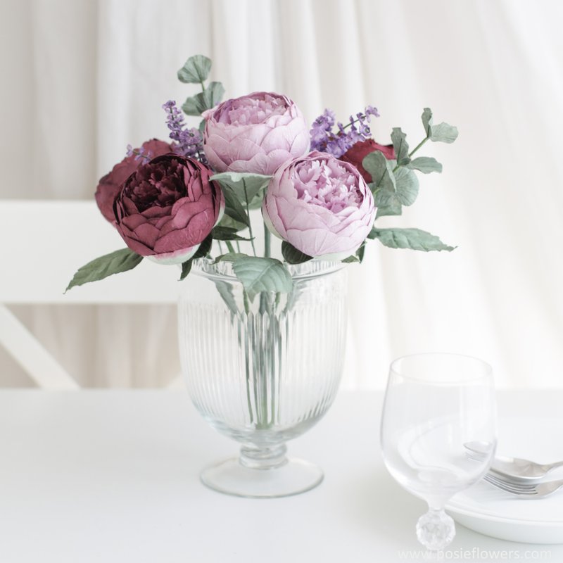 A BUNCH OF BURGUNDY PURPLE PEONY - Flower Bunch for Decoration - 摆饰 - 纸 紫色