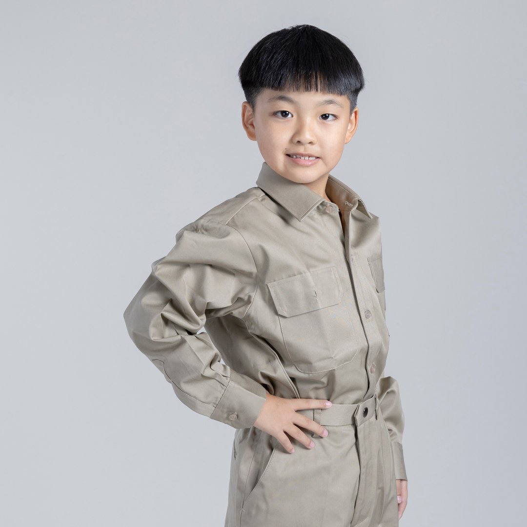 【中美牌制服】经典中学卡其长袖制服_经典电影经典造型-男女皆可 - 男装衬衫 - 棉 卡其色