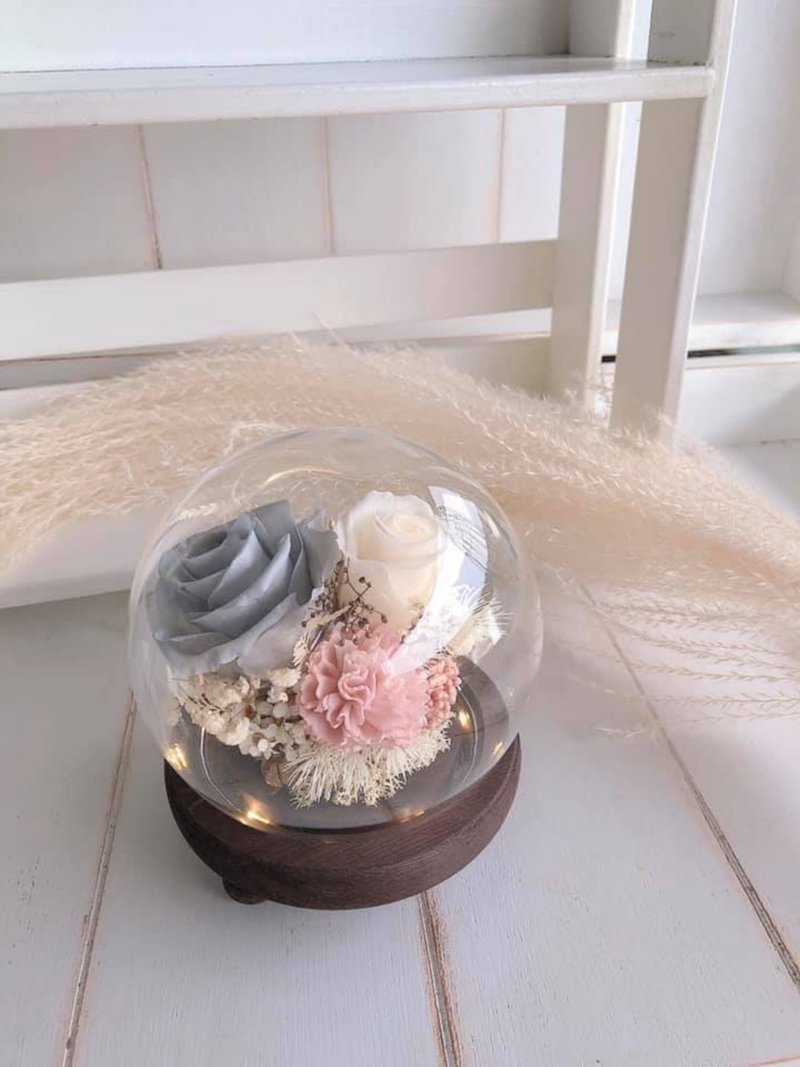 温馨水晶玻璃球/夜灯(雾灰蓝) - 干燥花/捧花 - 植物．花 