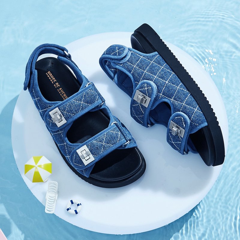 | HOA | 小圆头镂空菱格车纹凉鞋 | 蓝色 | 5704 | - 男女凉鞋 - 其他人造纤维 蓝色