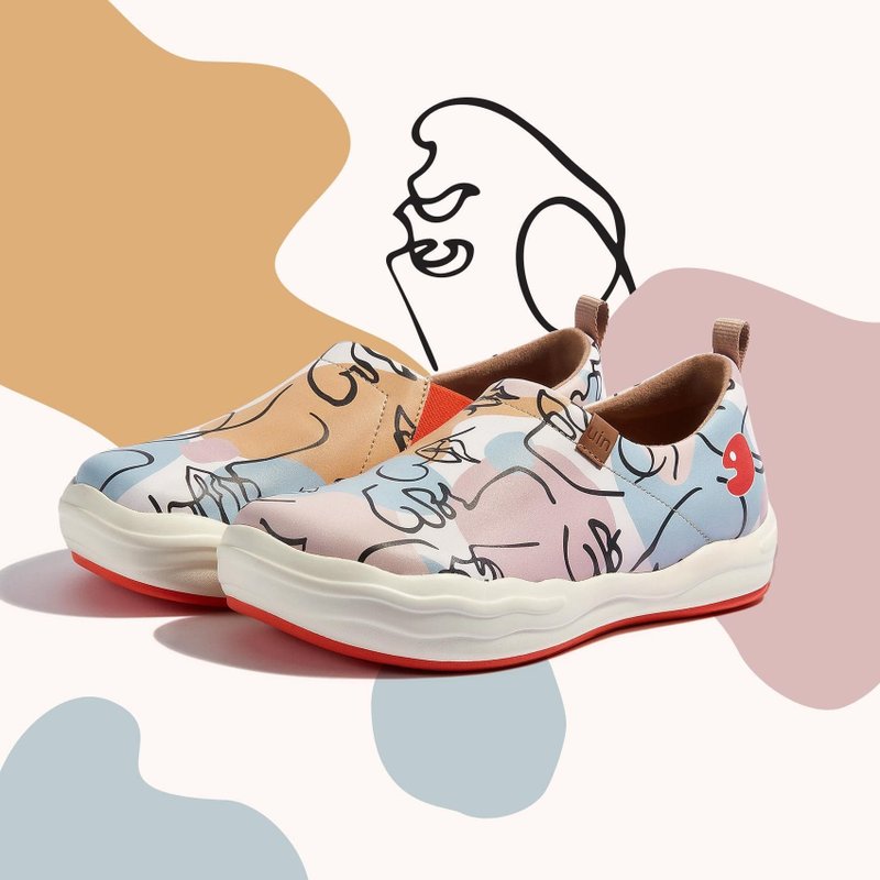 【 Uin 】西班牙原创设计 | 五官线条 彩绘休闲 女鞋 - 女款休闲鞋 - 其他材质 多色