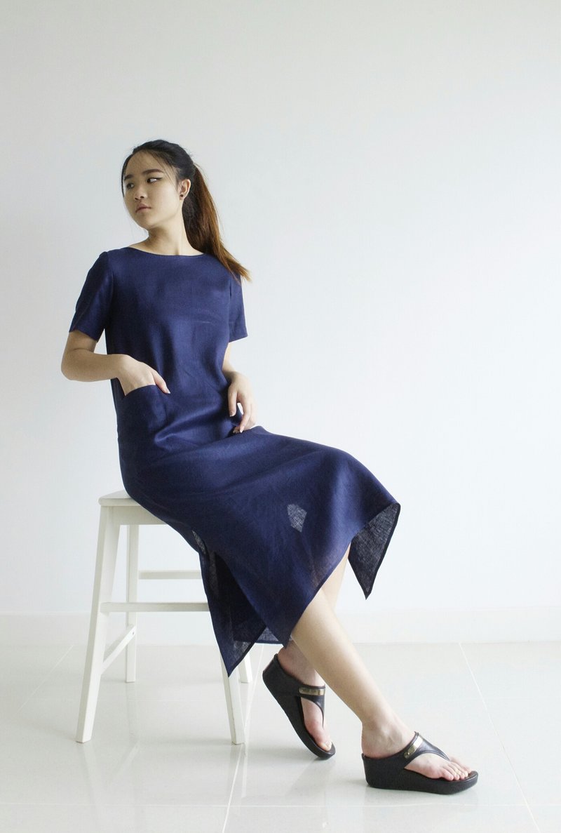 Made to order linen dress / linen clothing / long dress / casual dress E23D - 洋装/连衣裙 - 亚麻 