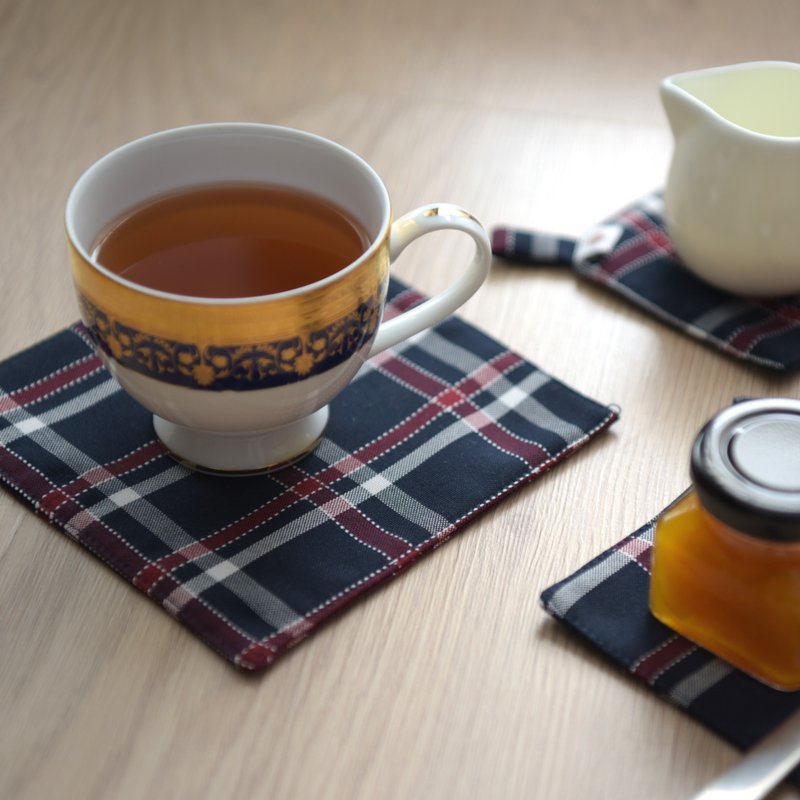 ZAZAZOO经典格纹杯垫（大）-海军蓝 - 杯垫 - 纸 蓝色