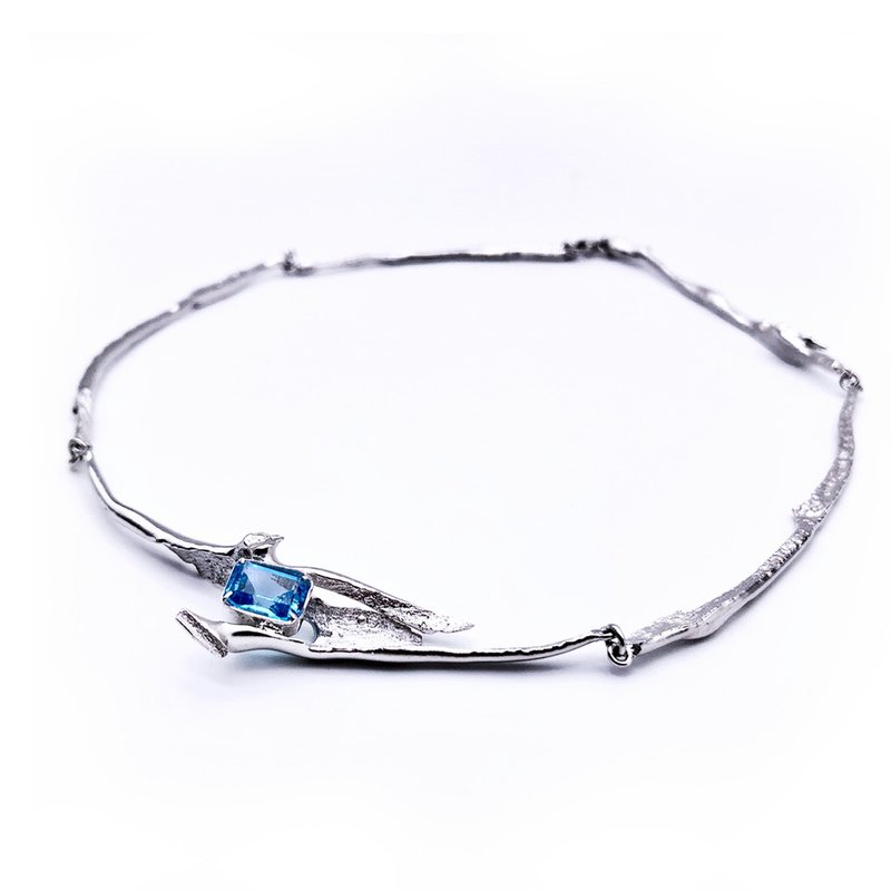 PLOK自然系列托帕石925银电镀白金项链 - 项链 - 银 