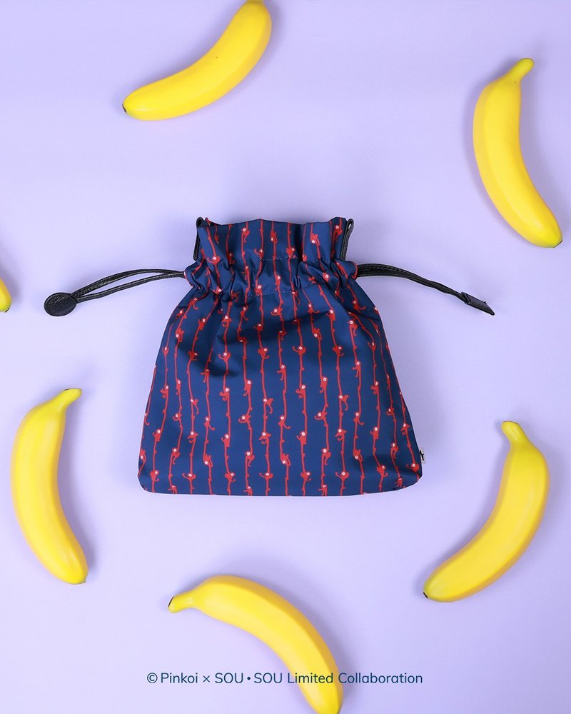 防水布料抵抗雨天【Pinkoi x SOU・SOU】百变单肩/斜背/胸前小束 - 束口袋双肩包 - 真皮 蓝色