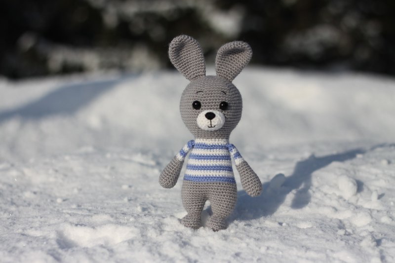 bunny crochet striped, Crochet bunny, Crochet bunny Stuffed toy, bunny toy - 玩具/玩偶 - 羊毛 