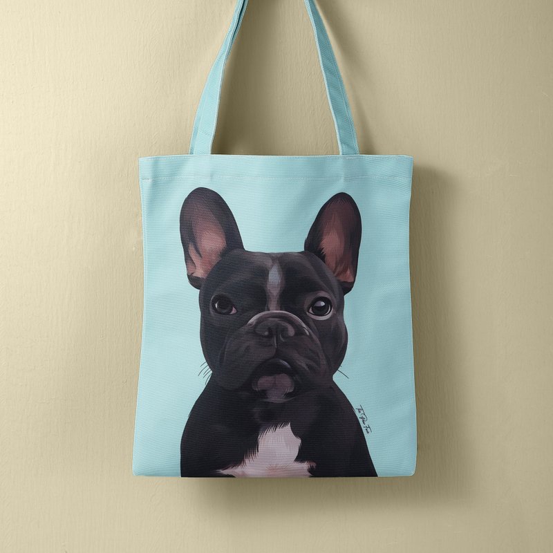 黑色法虎 法斗 宠物插画 全彩 托特包 帆布包 单肩包手提袋手提包 - 侧背包/斜挎包 - 其他材质 