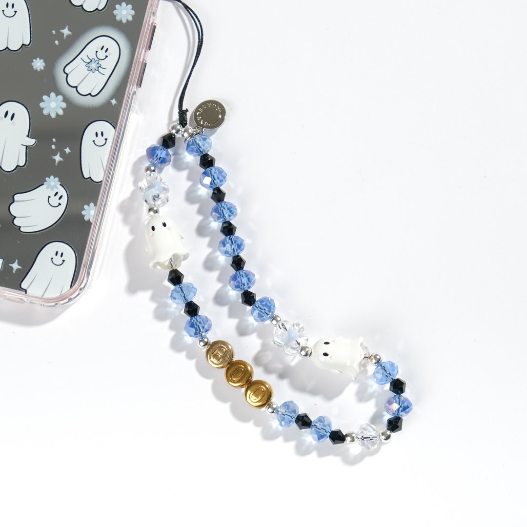 Ghost Party Aqua Crystal Phone Charm - 挂绳/吊绳 - 其他材质 多色