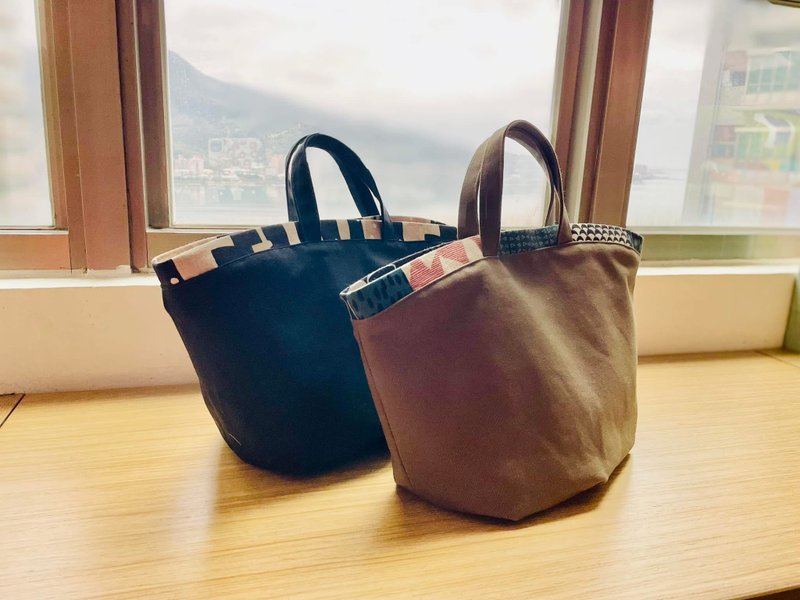 贝壳包 / 手提 肩背 二款。椭圆底。橄榄绿温柔黑。多内袋。帆布 - 手提包/手提袋 - 棉．麻 多色