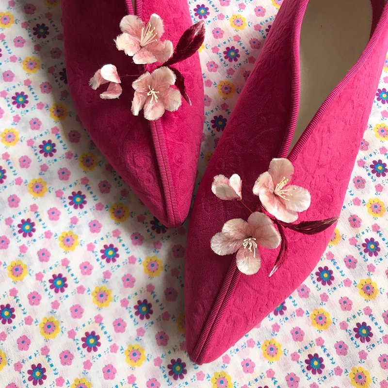 冬款平底鞋/秋冬款 绒花 蚕丝 丝绒  手工鞋 棉鞋 新年 保暖鞋 - 其他女款皮鞋 - 丝．绢 多色