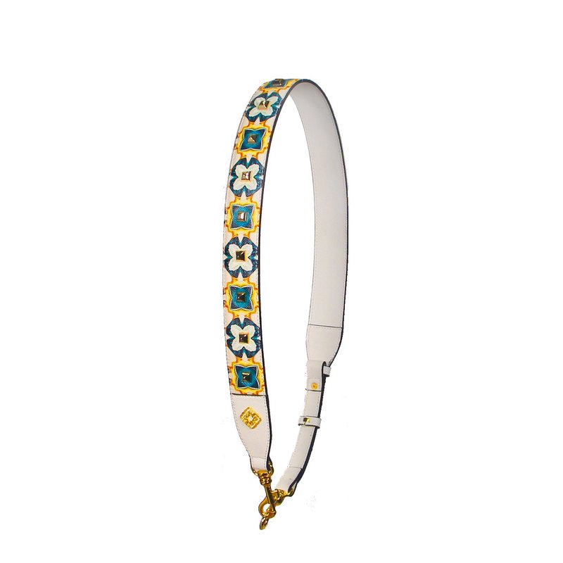 ANDERLOS设计师 独家 绿岛风情印花宽背带 肩背带 - 其他 - 真皮 白色