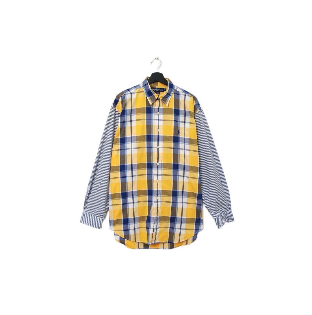 Back to Green-品牌衬衫 Polo格纹线条拼接 LP-08//vintage shirt - 男装衬衫 - 棉．麻 