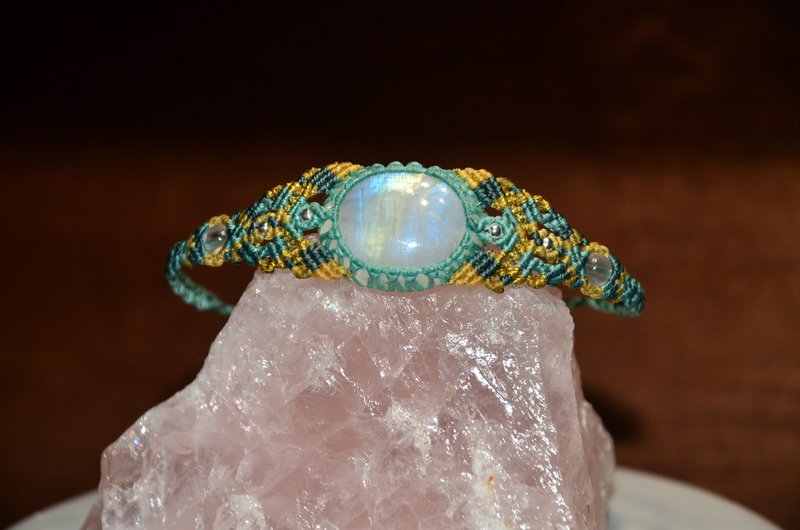 织途-月光石花边编织手链 - 项链 - 宝石 白色