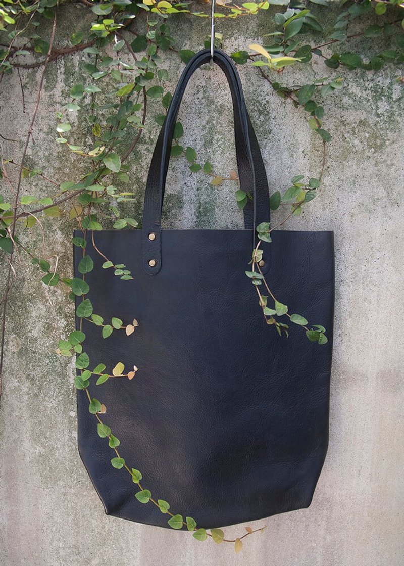 Leather Tote bag, Simple Leather Tote, Leather Shoulder bag - 手提包/手提袋 - 真皮 黑色