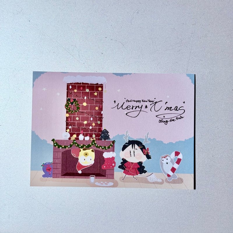 浴缸的圣诞节 明信片 圣诞老人捕捉器 - 卡片/明信片 - 纸 粉红色