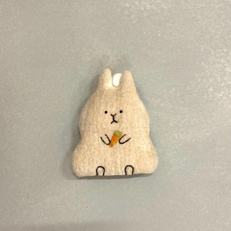 兔与雪球-羊毛毡钥匙包 - 钥匙链/钥匙包 - 羊毛 卡其色