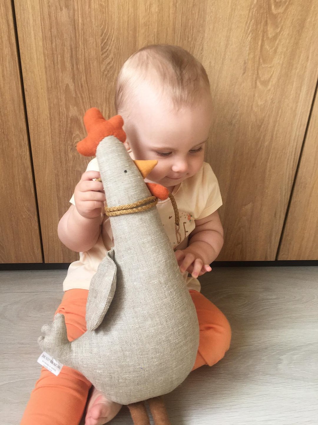 Chicken toys for kids, Chicken sleeper baby, Chicken baby toy, Baby animal toy - 玩具/玩偶 - 环保材料 灰色