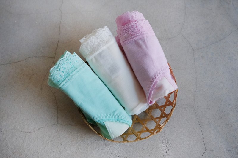 生理裤三入包色福袋・纯真年代・中腰夜间型 - 女士内衣裤 - 棉．麻 粉红色