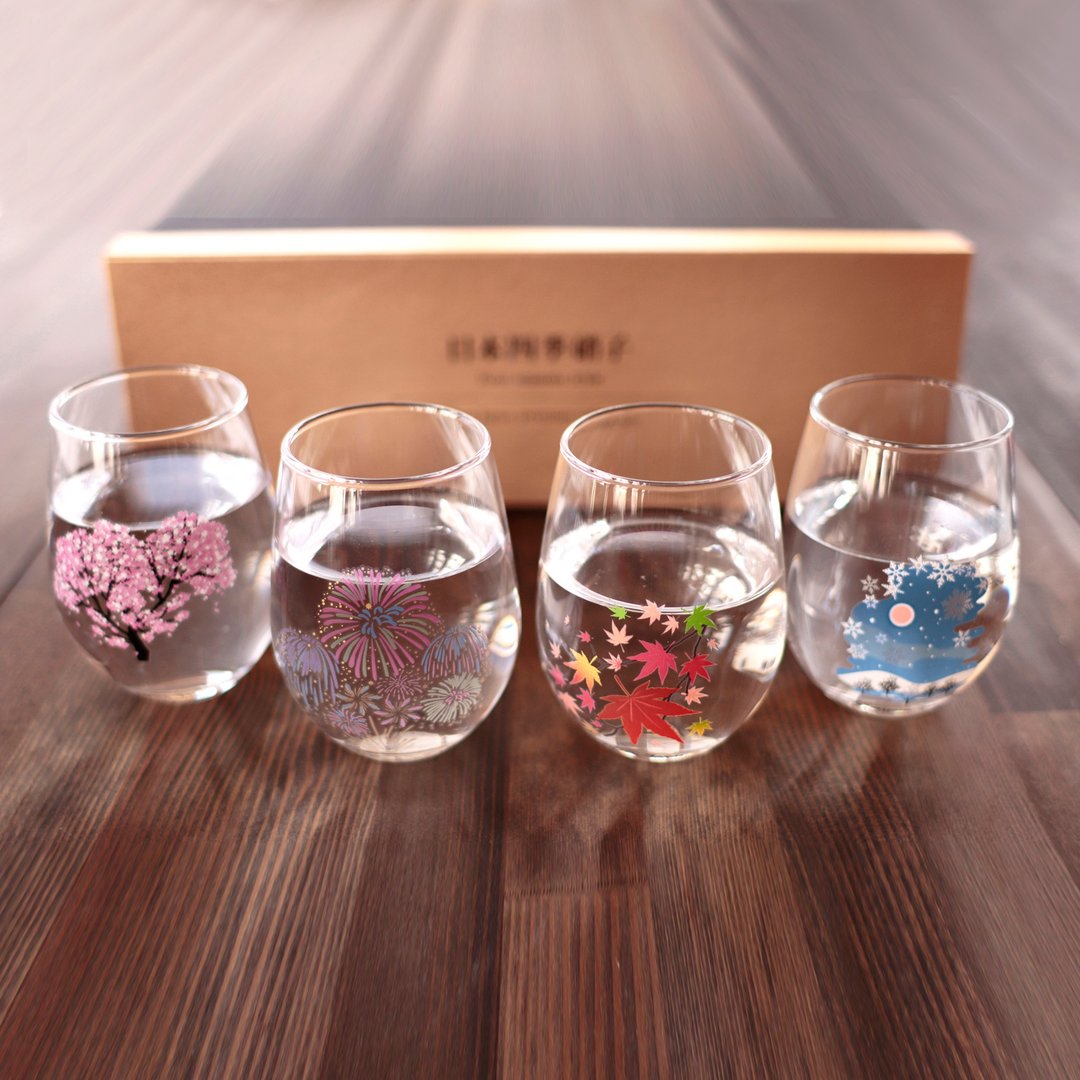 Cold feeling Japan four seasons free glass assortment - 玻璃杯 - 玻璃 多色