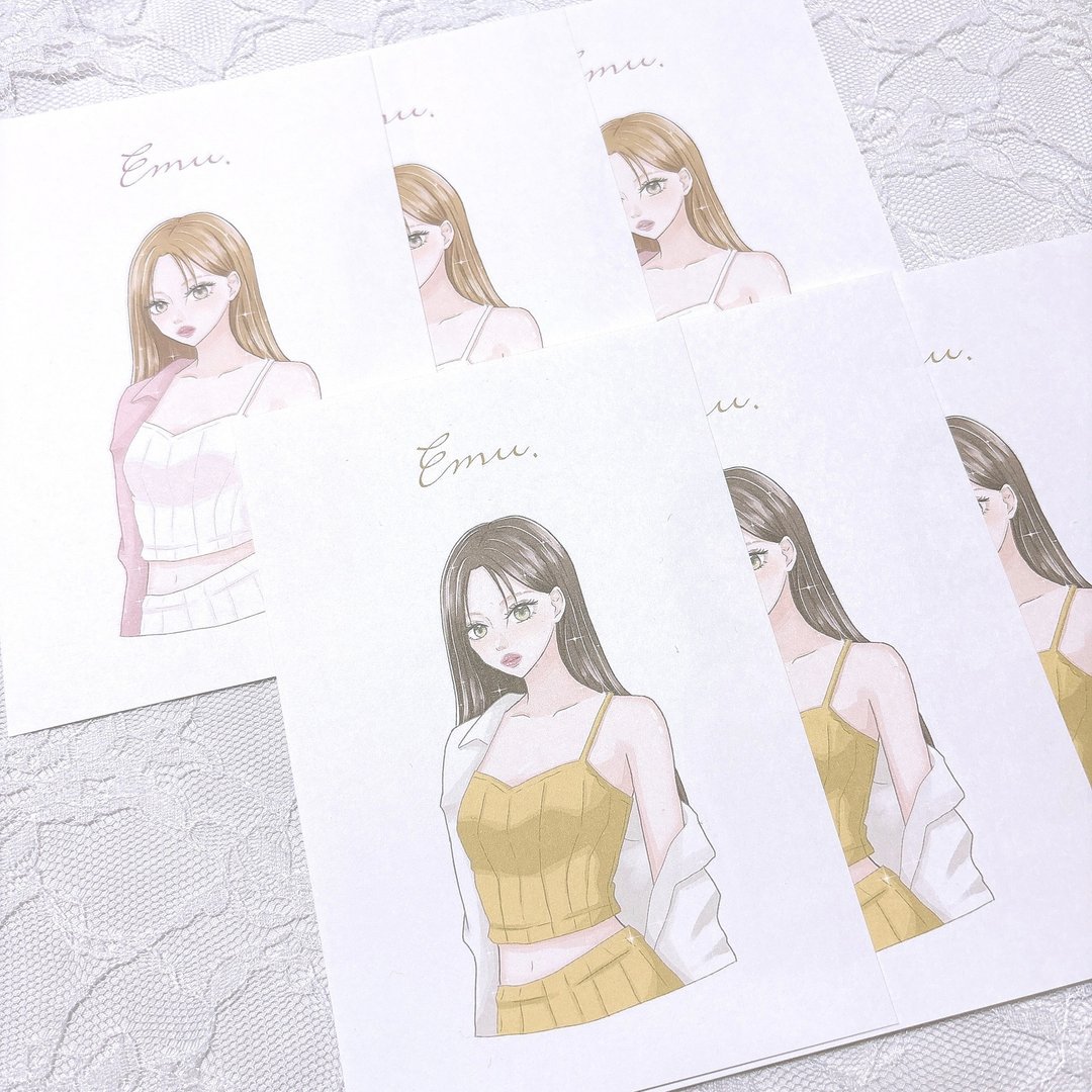 女孩系列 -A12- - 卡片/明信片 - 纸 多色