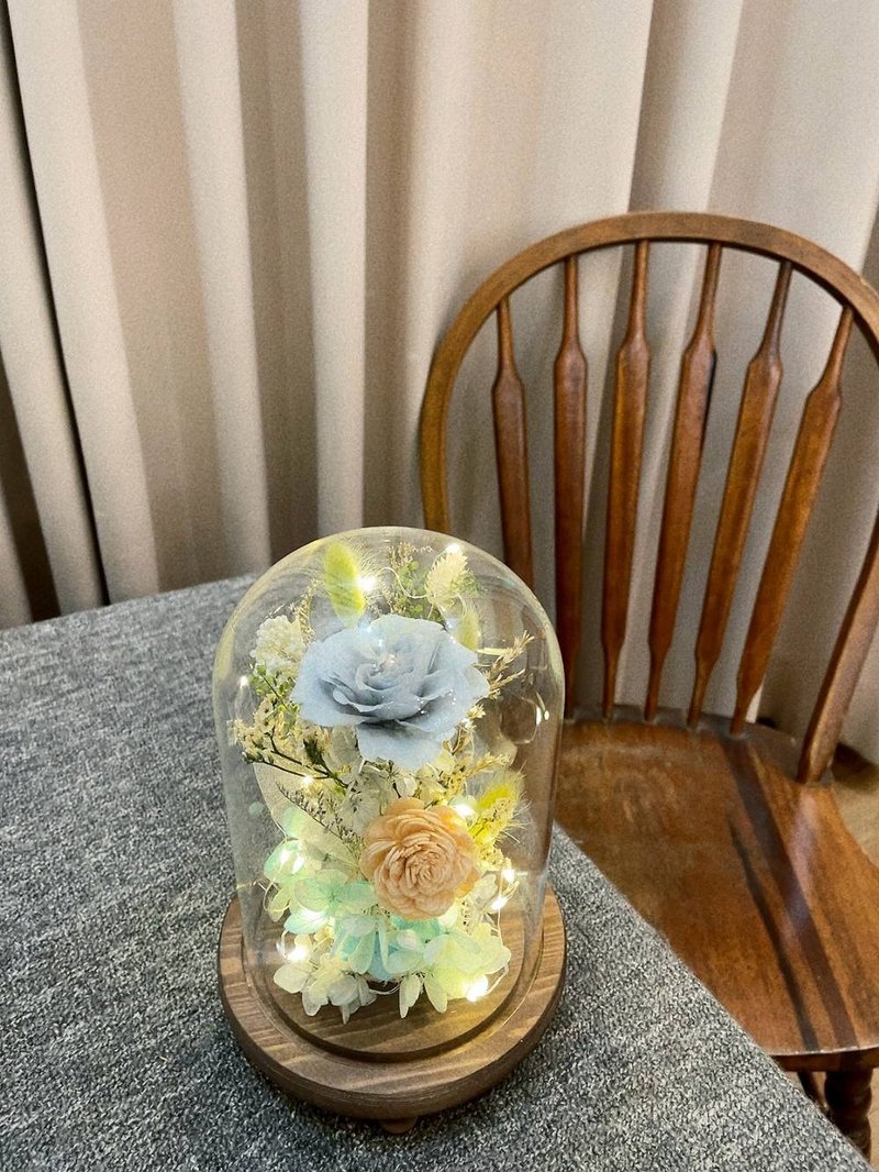 玻璃花罩【冰蓝】玻璃花盅 情人节花礼 生日花礼 开幕 新居 - 干燥花/捧花 - 植物．花 