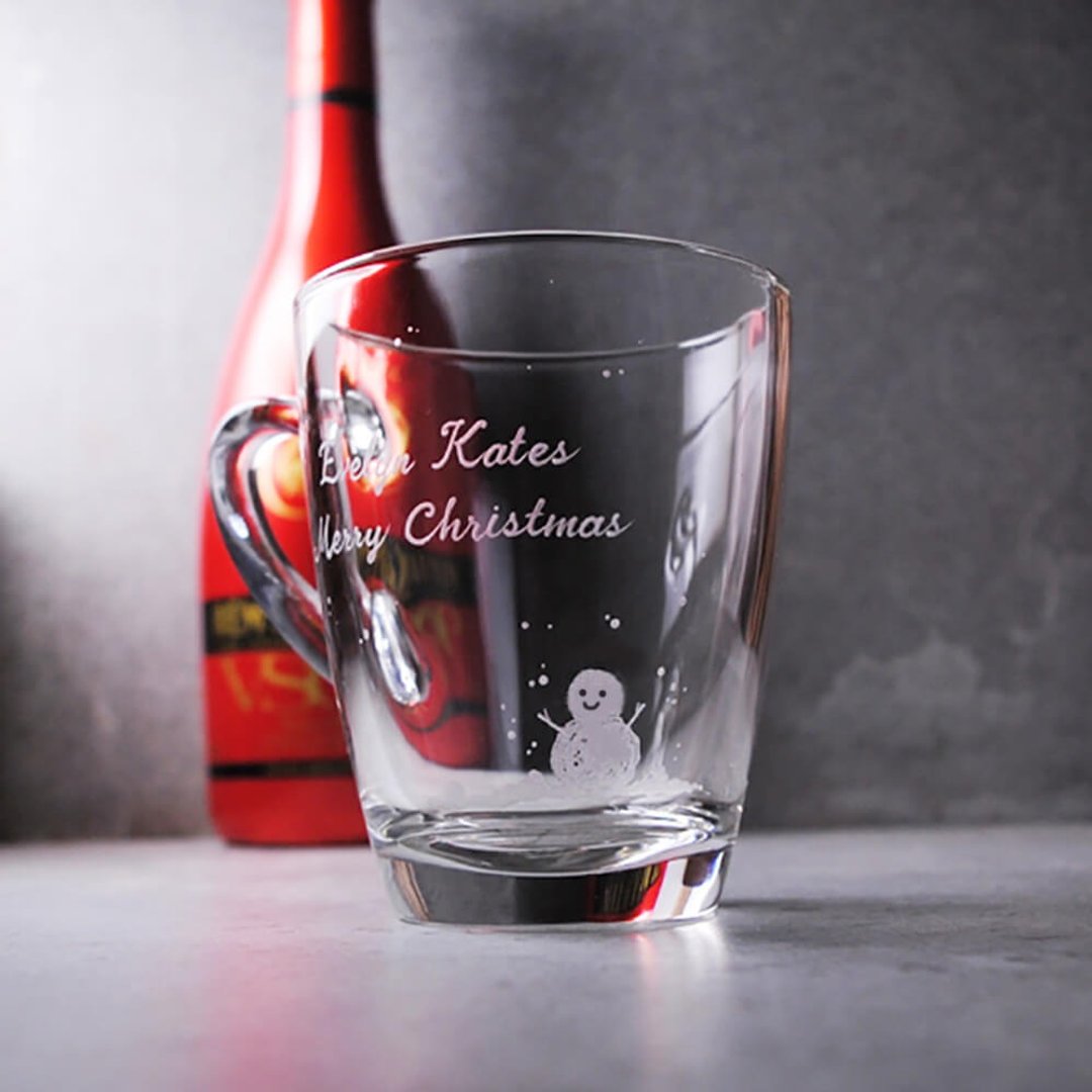 320cc 圣诞雪景雪人 Merry Christmas 马克杯 耶诞礼物 定制化 - 咖啡杯/马克杯 - 玻璃 红色