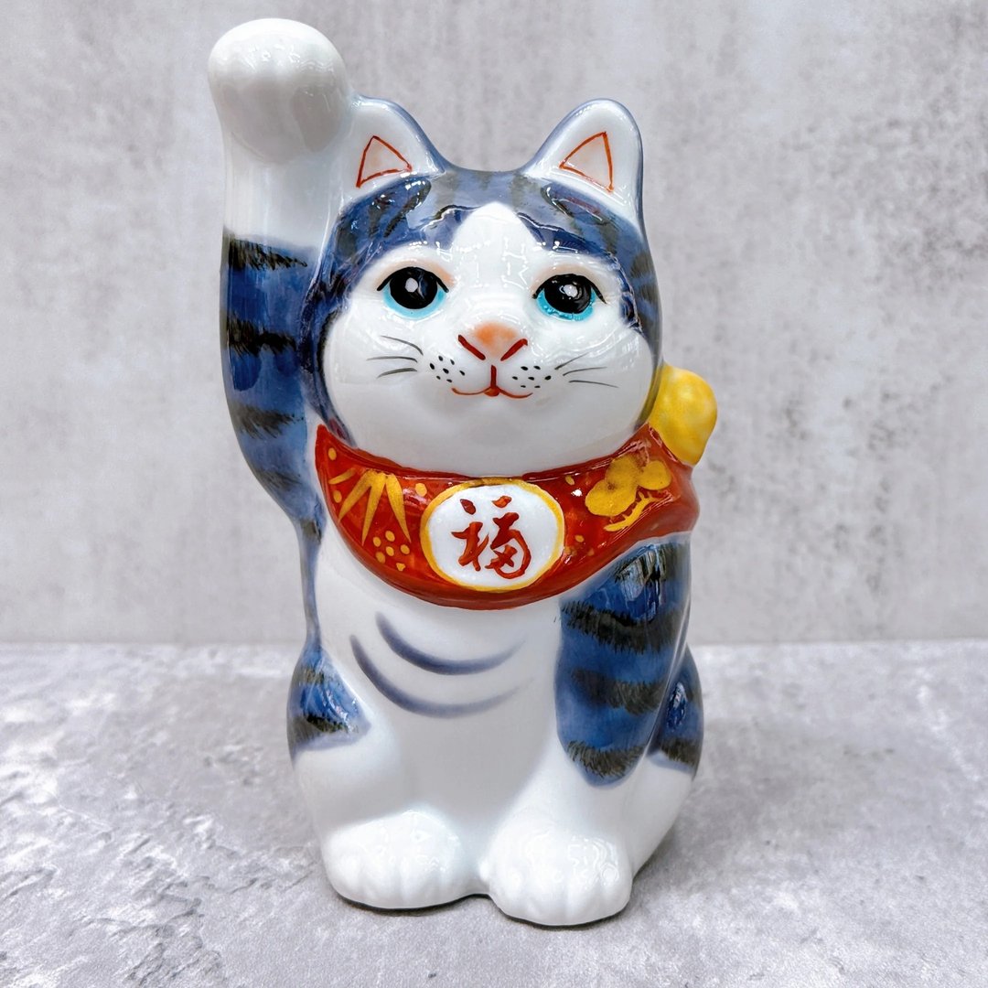 【青彩匠心】日本九谷烧招财猫 | 青九谷 4号 - 摆饰 - 瓷 多色