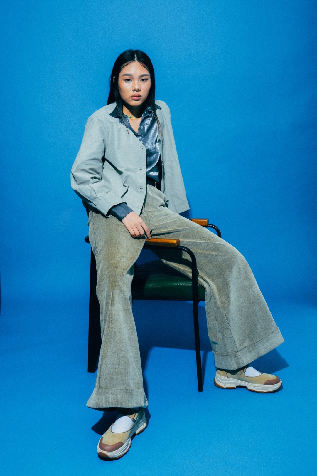 经典灯芯绒阔脚裤 Corduroy Wide-Leg Trousers - 女装长裤 - 其他材质 绿色