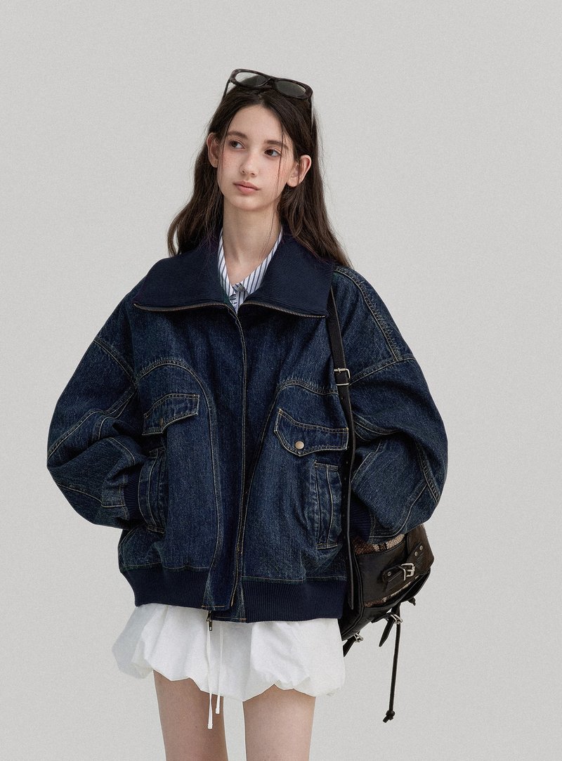 Denim / 复古拼接短夹克外套 / 牛仔 - 女装休闲/机能外套 - 其他材质 多色