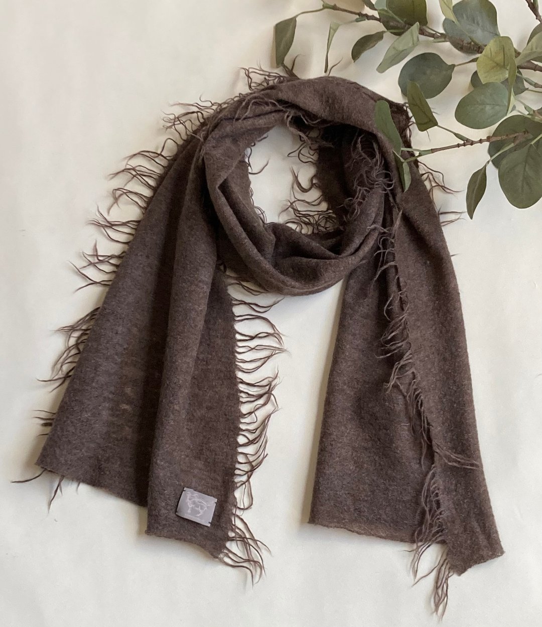 Boiled pashmina muffler - 丝巾 - 羊毛 咖啡色