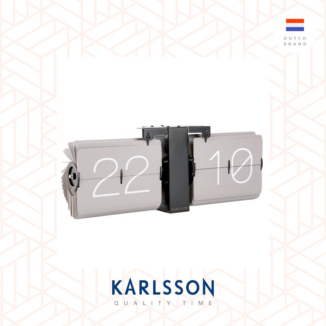 Karlsson, Flip clock No Case grey, black stand灰色翻页黑色座 - 时钟/闹钟 - 其他金属 灰色