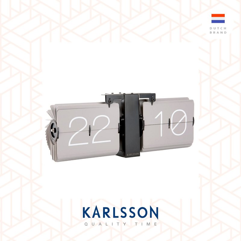 Karlsson, Flip clock No Case grey, black stand灰色翻页黑色座 - 时钟/闹钟 - 其他金属 灰色