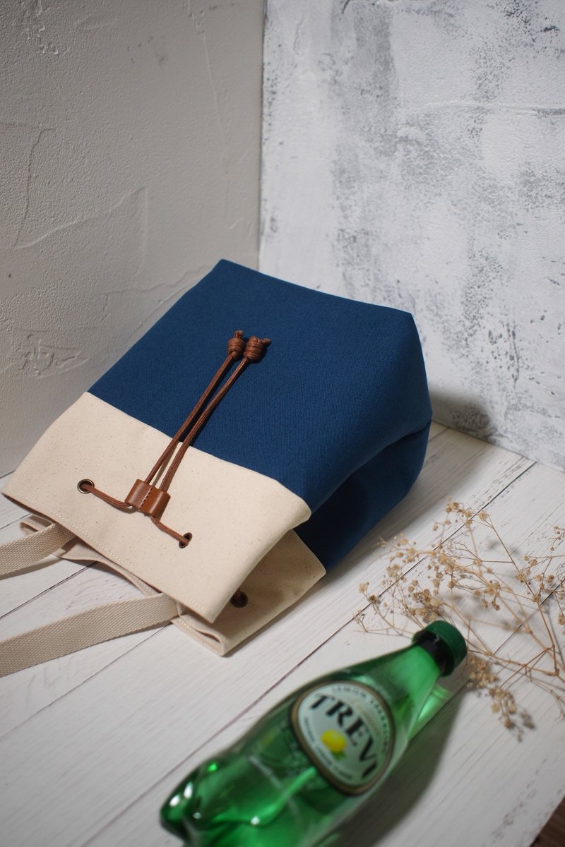 旅人系列斜背包/水桶包/肩背帆布包/深海蓝/预购中 - 侧背包/斜挎包 - 棉．麻 蓝色