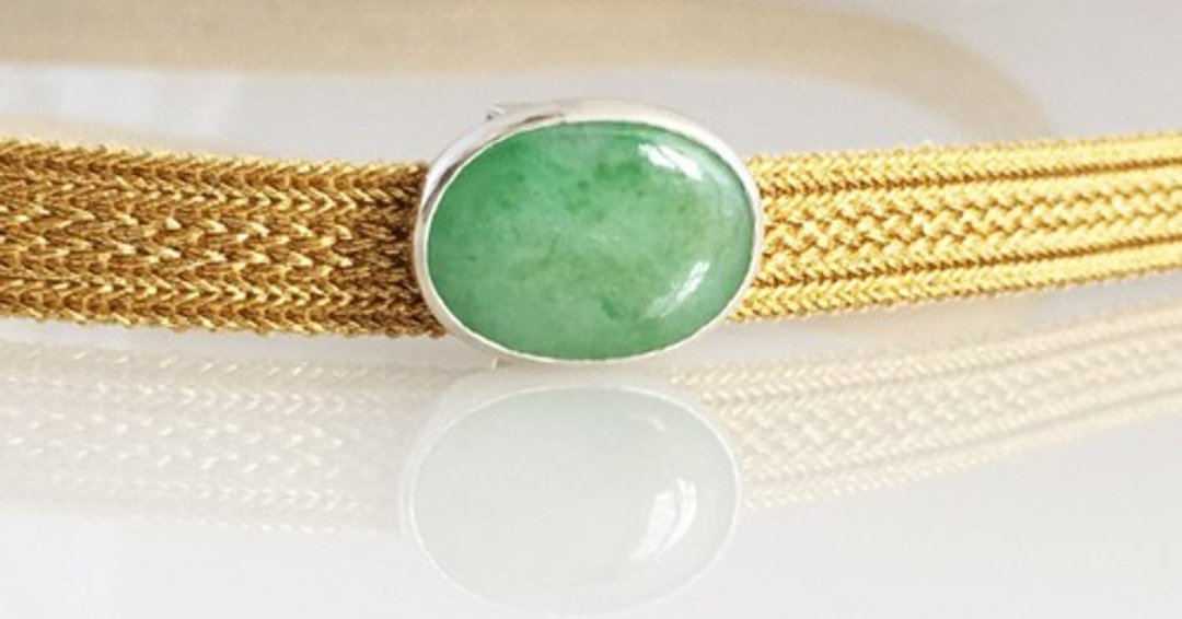 Natural jade from Myanmar + silver ◇ Band clasp - 其他 - 宝石 