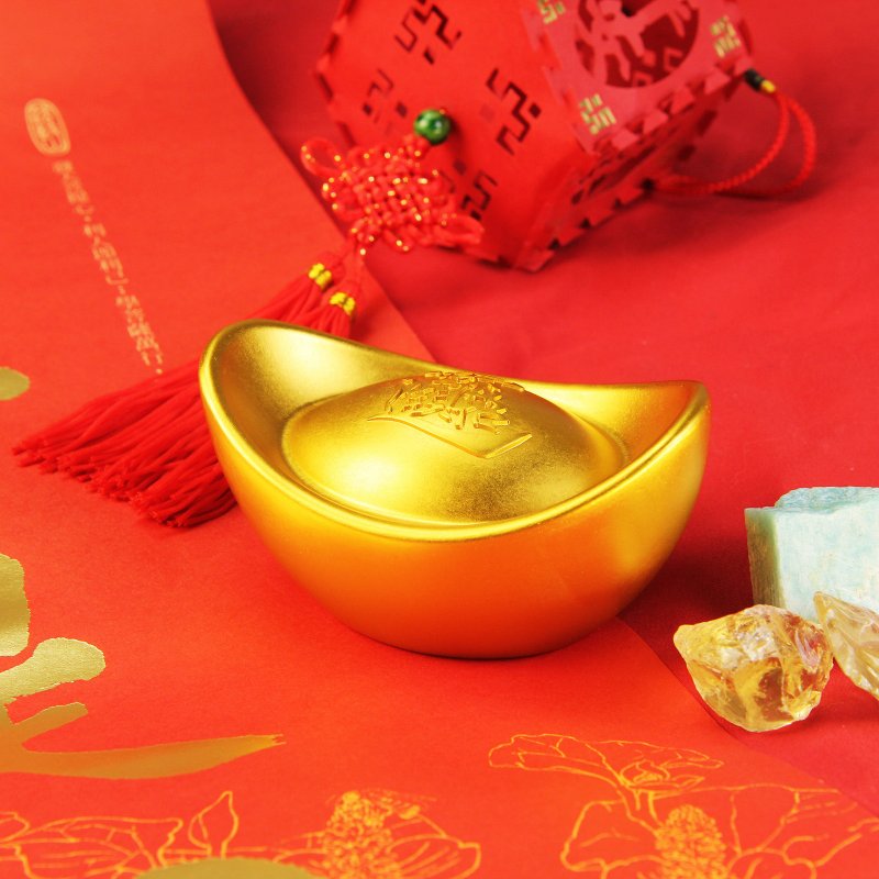 【航太边角料再造】日进斗金 - 招财大元宝礼盒 - 摆饰 - 铝合金 金色