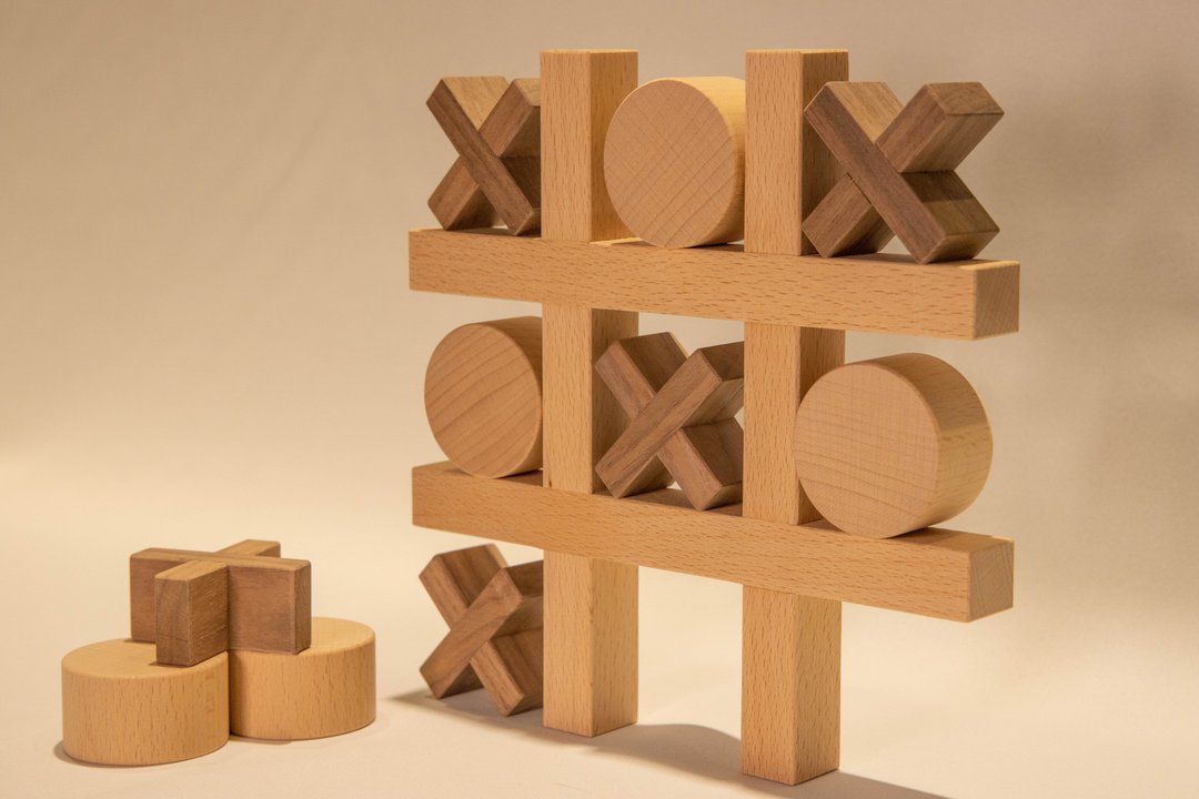 【非木不可】趣味井字游戏(OOXX)-tie tac toe  丨益智游戏 - 桌游/玩具 - 木头 咖啡色