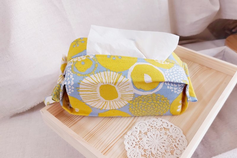 快速出货【面纸套】【可拆-含扣可调节】吊挂式卫生纸套-车用家用 - 摆饰 - 棉．麻 黄色