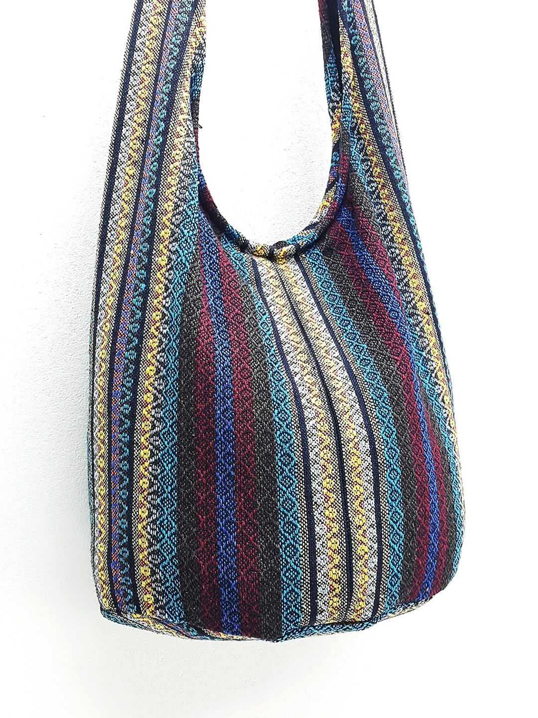 Woven Cotton Bag Boho bag Shoulder bag Crossbody bag Long Strap CWB - 其他 - 棉 蓝色