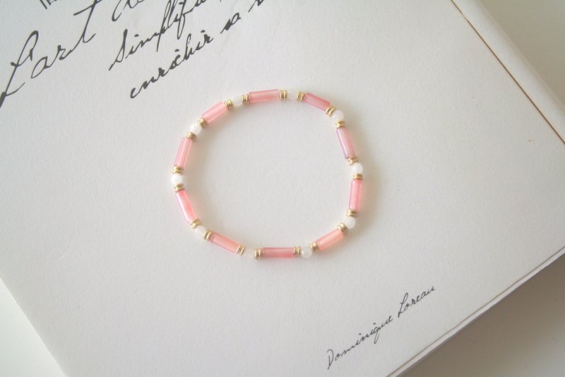 春乐-细致x南红玛瑙x玉髓x黄铜 手链 - 手链/手环 - 宝石 粉红色