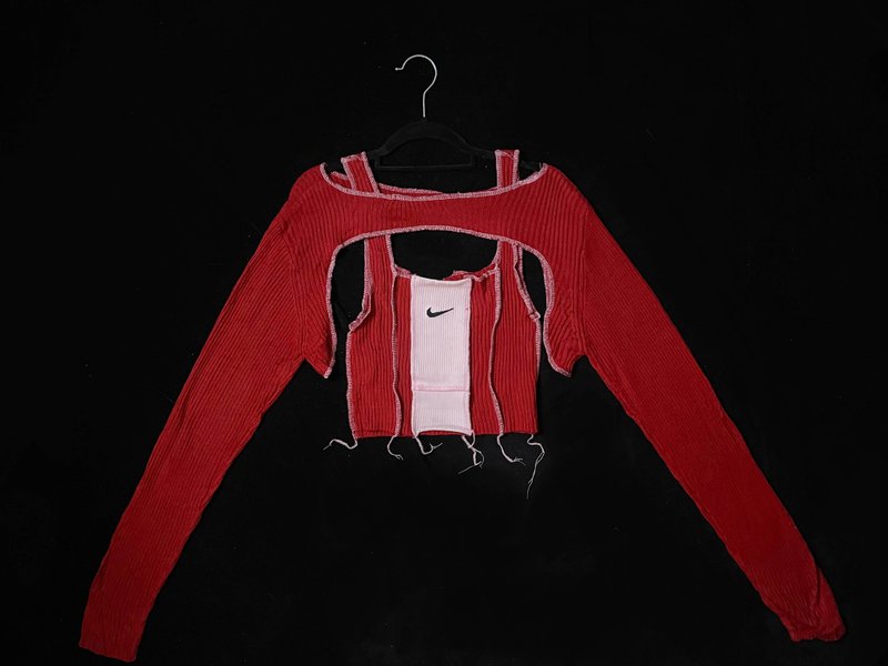REGETHER 古着改制 NIKE 背心式 螺纹针织拼接上衣-13 - 女装上衣 - 棉．麻 红色