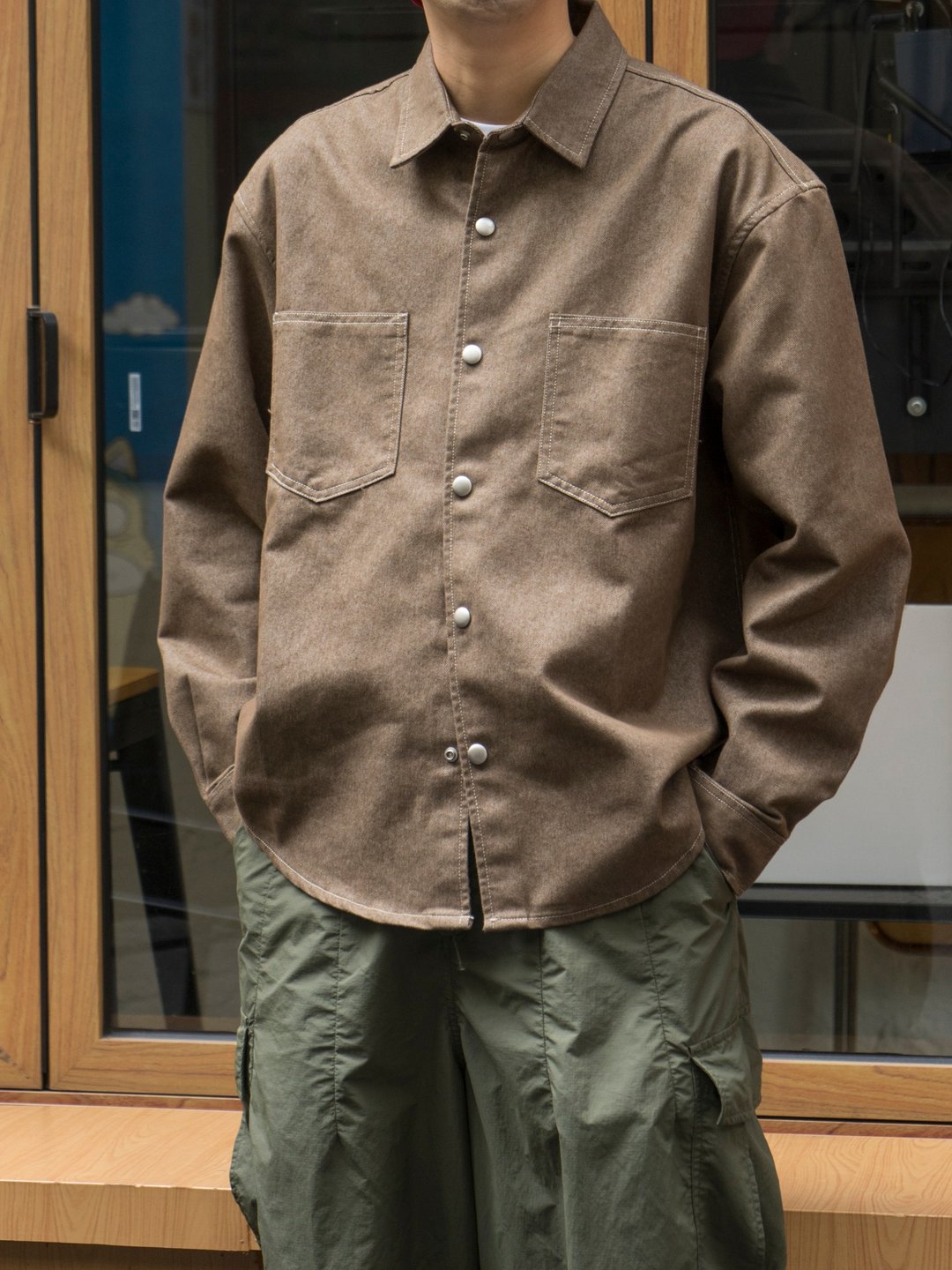 Denim Shirts 日系復古洗水明線牛仔長袖工裝襯衫美式重磅古著 - 男装衬衫 - 棉 