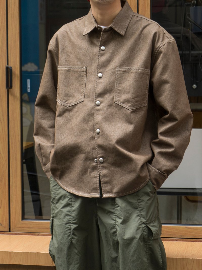 Denim Shirts 日系復古洗水明線牛仔長袖工裝襯衫美式重磅古著 - 男装衬衫 - 棉．麻 