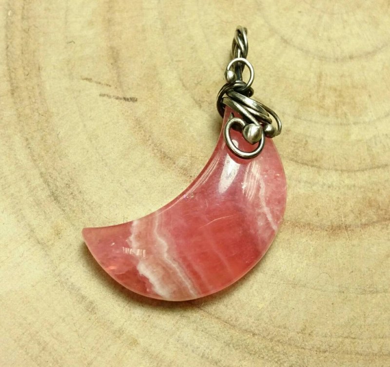 红纹石/菱锰矿纯银缠绕坠 - 项链 - 宝石 蓝色