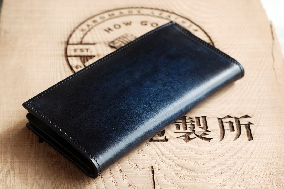 【周年庆优惠中】【晕染系列】【圣诞节礼物】铁灰蓝真皮长夹 - 皮夹/钱包 - 真皮 