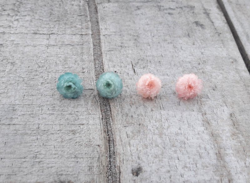 与实花||雪球蜡菊 干燥花耳环 耳夹式 - 耳环/耳夹 - 植物．花 多色