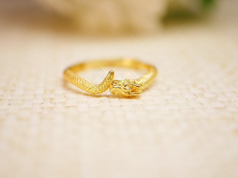 黄金戒指-龙戒-黄金9999活口戒 - 戒指 - 24k 金 金色