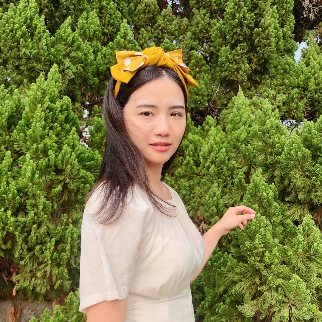 灿灿 姜黄大水玉 拼接 双层大蝴蝶扭结发带 ggoomstudio - 发带/发箍 - 棉 黄色