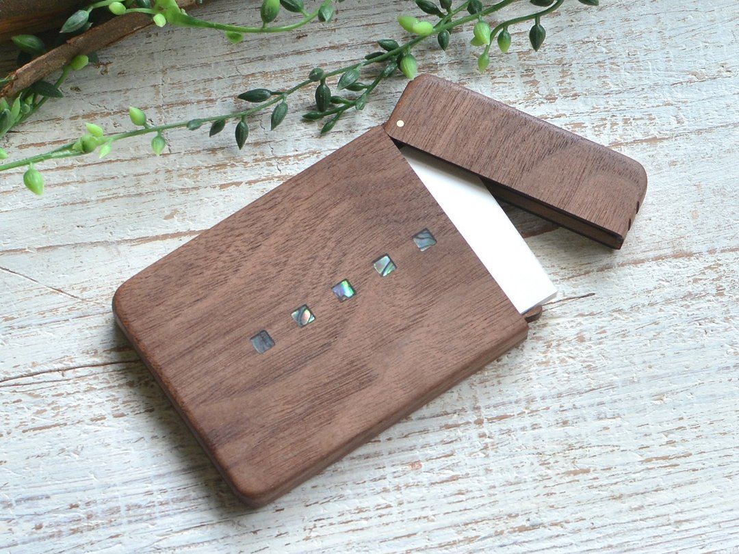 Wooden business card holder /slim/Square design/ walnut - 名片夹/名片盒 - 木头 