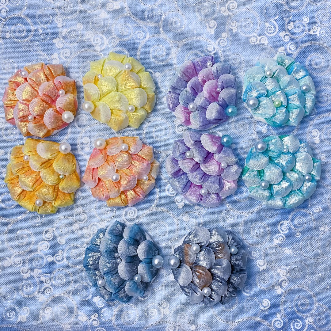 (水生 金鱼) 细工布花 夏日金鱼姬与人鱼姬 发圈橡筋 - 发饰 - 丝．绢 多色