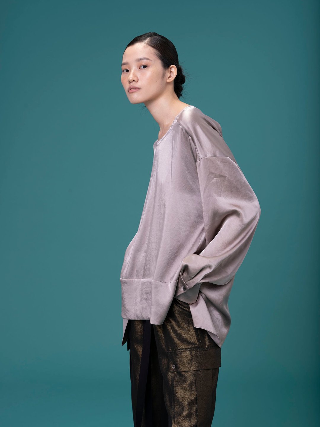 UUIN _ 咖色不规则垂坠上衣 - 女装上衣 - 其他人造纤维 咖啡色